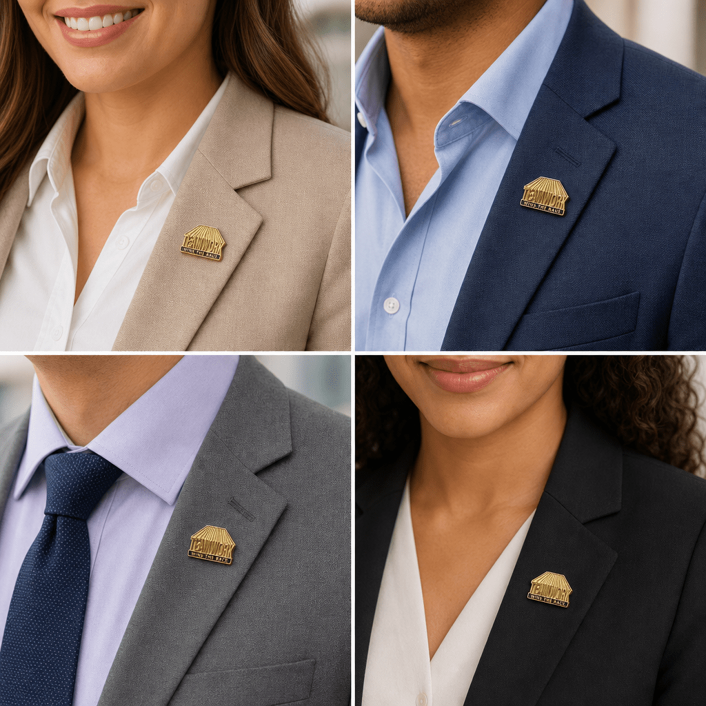 3/4 Inch Gold "Teamwork Wins the Race" Lapel Pin - Lapel Pin Corner