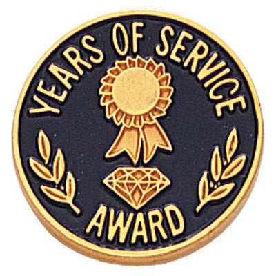 3/4 Inch Gold "Years of Service Award' with Rosette Enameled Lapel Pin - Lapel Pin Corner