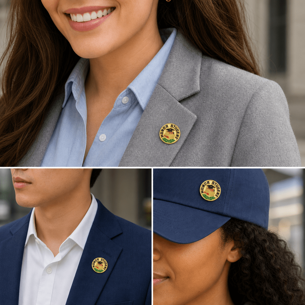3/4 Inch Honor Student with Graduation Cap and Books Pin - Lapel Pin Corner