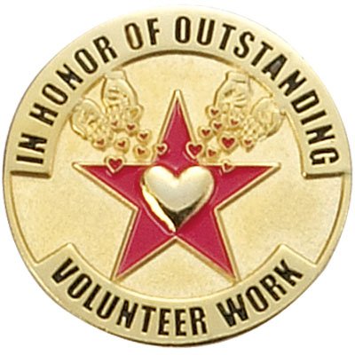 3/4 Inch Outstanding Volunteer Service Enameled Lapel Pin - Lapel Pin Corner