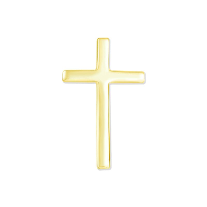 3/4 Inch Polished Gold Plated Sterling Silver Cross Pin With Spring Loaded Quality Clutch - Lapel Pin Corner