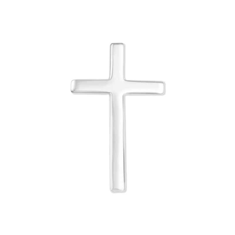 3/4 Inch Polished Sterling Silver Cross Pin With Spring Loaded Quality Clutch - Lapel Pin Corner