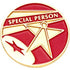 3/4 Inch Red and Gold "Special Person" Lapel Pin - Lapel Pin Corner