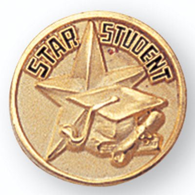 3/4 Inch Round "Star Student" with Star Enameled Lapel Pin - Lapel Pin Corner