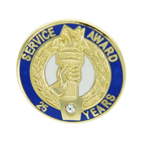 3/4 Inch Years of Service Award Pin With Swarowski Crystal - Lapel Pin Corner