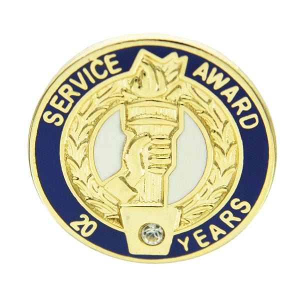 3/4 Inch Years of Service Award Pin With Swarowski Crystal - Lapel Pin Corner
