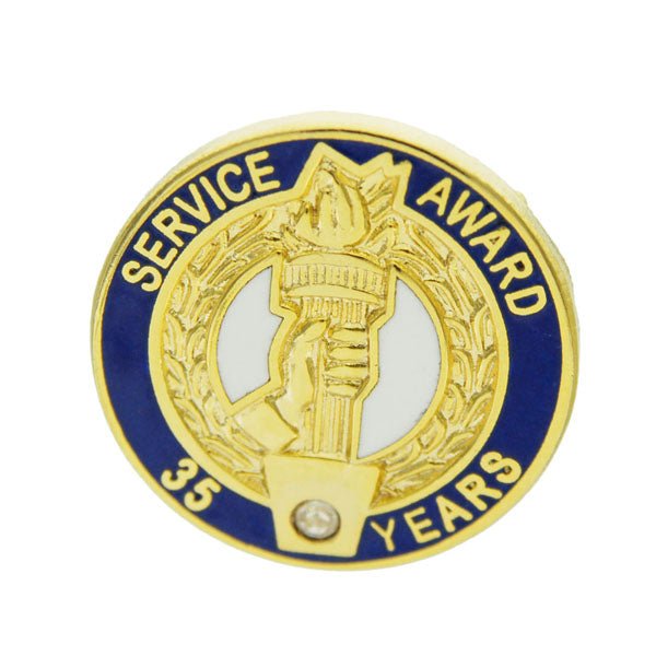 3/4 Inch Years of Service Award Pin With Swarowski Crystal - Lapel Pin Corner