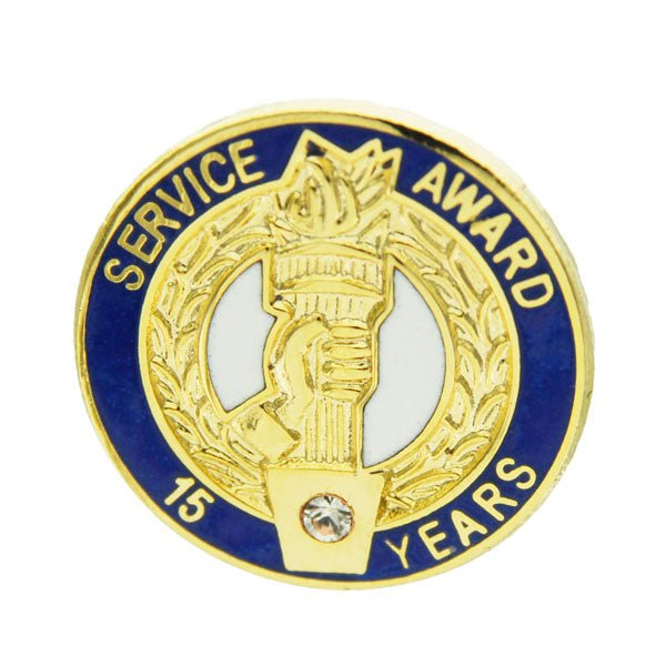 3/4 Inch Years of Service Award Pin With Swarowski Crystal - Lapel Pin Corner