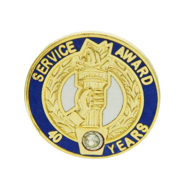 3/4 Inch Years of Service Award Pin With Swarowski Crystal - Lapel Pin Corner