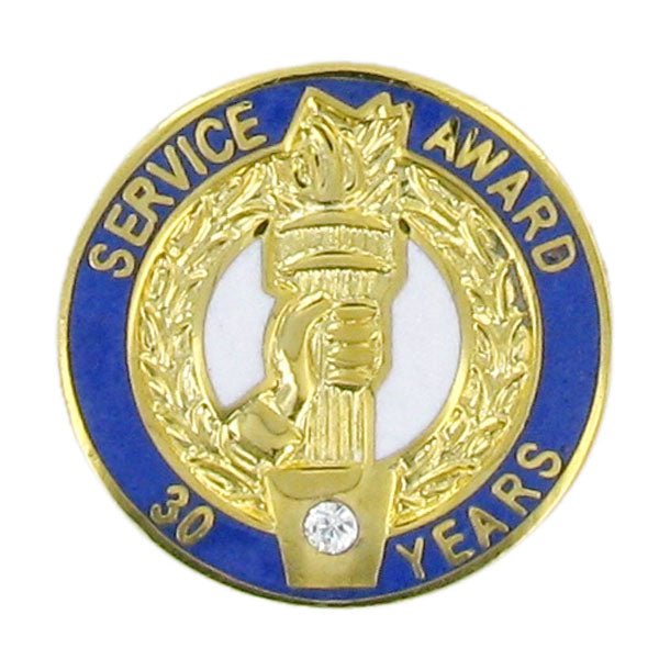 3/4 Inch Years of Service Award Pin With Swarowski Crystal - Lapel Pin Corner