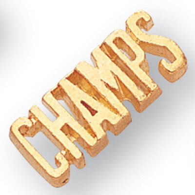 3/8 Inch Gold "Champs" Chenille Pin-Brooches & Lapel Pins-Lapel Pin Corner