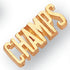 3/8 Inch Gold "Champs" Chenille Pin-Brooches & Lapel Pins-Lapel Pin Corner