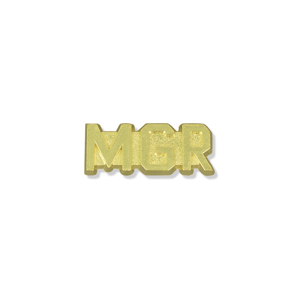 3/8 Inch Gold "MGR"-Manager Chenille Pin-Brooches & Lapel Pins-Lapel Pin Corner