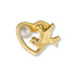 3/8 Inch Gold Heart and Dove with White Pearl Lapel Pin - Lapel Pin Corner
