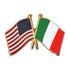 5/8 Inch American and Italian Crossed Flags Lapel Pin-Brooches & Lapel Pins-Lapel Pin Corner
