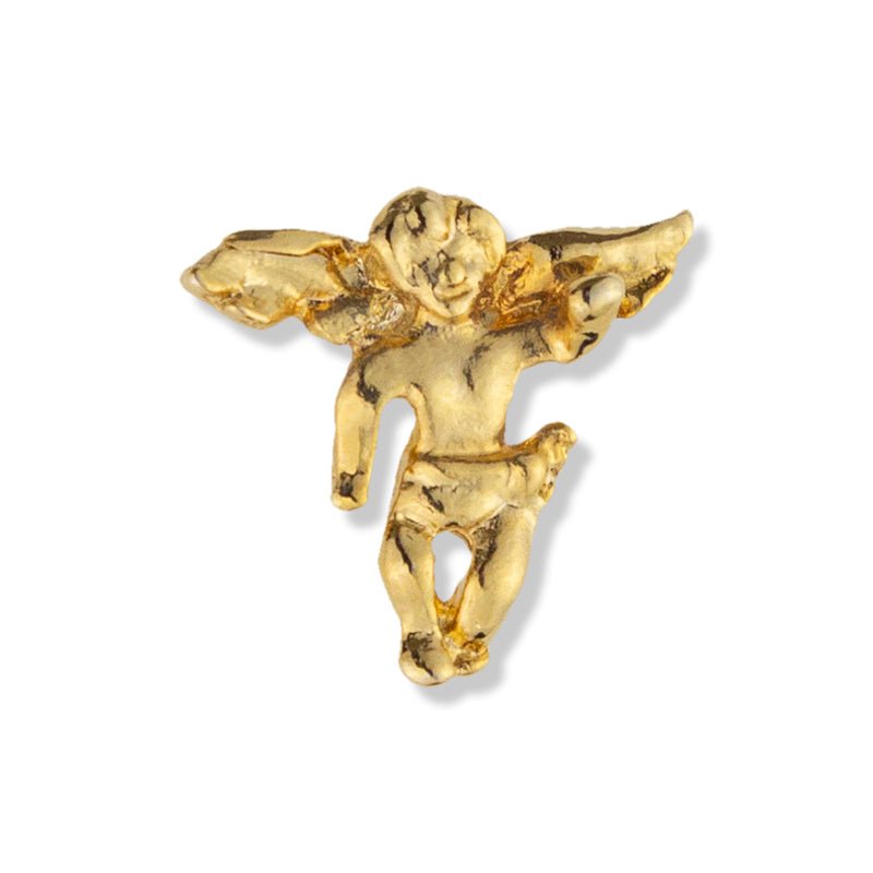 5/8 Inch Antique Gold Angel with Wings Lapel Pin-Brooches & Lapel Pins-Lapel Pin Corner