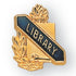 5/8 Inch Gold "Library" with Torch and Wreath Enameled Lapel Pin-Brooches & Lapel Pins-Lapel Pin Corner