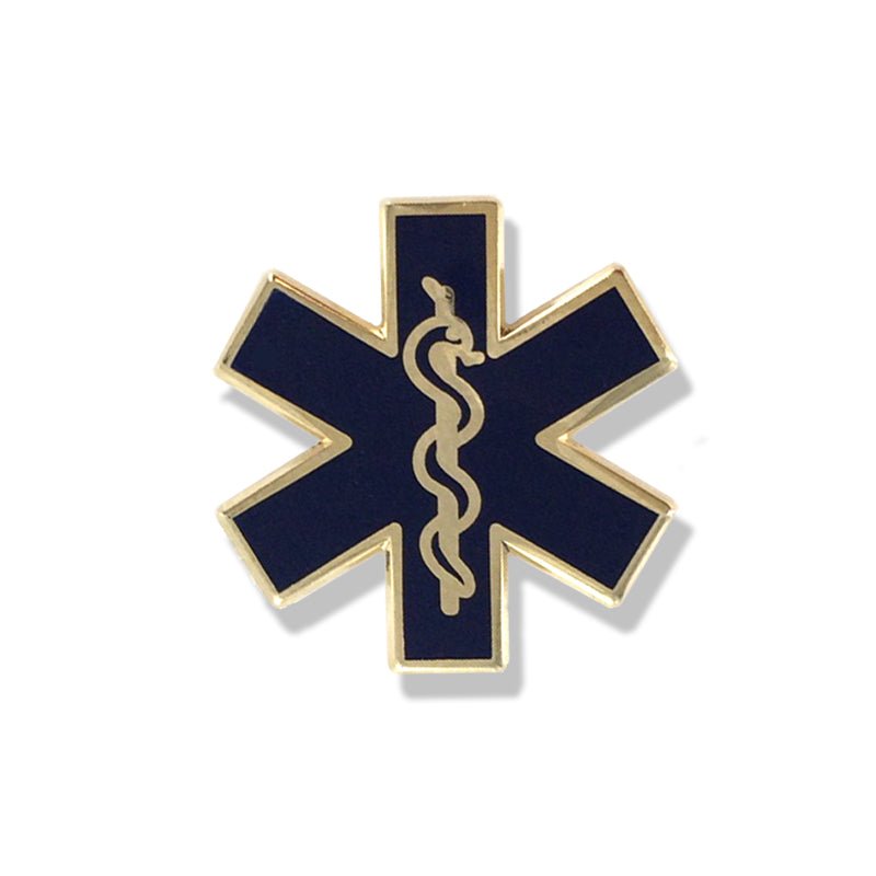 5/8 Inch Gold Paramedic Insignia Enameled Lapel Pin-Brooches & Lapel Pins-Lapel Pin Corner