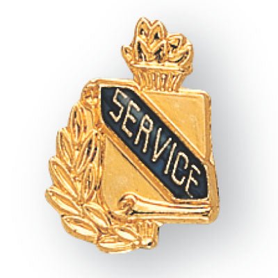 5/8 Inch Gold "Service" with Torch and Wreath Enameled Lapel Pin-Brooches & Lapel Pins-Lapel Pin Corner