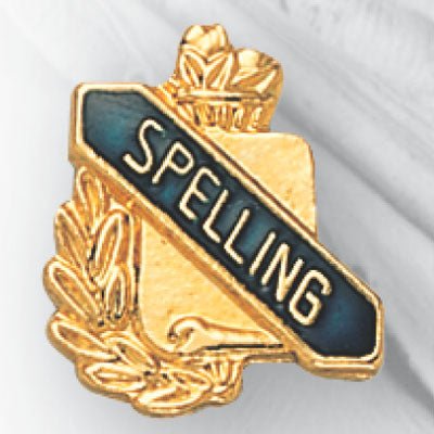 5/8 Inch Gold "Spelling" with Torch and Wreath Enameled Lapel Pin-Brooches & Lapel Pins-Lapel Pin Corner