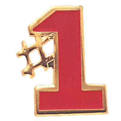 5/8' Inch Red "#1 " Enameled Lapel Pin-Brooches & Lapel Pins-Lapel Pin Corner