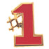 5/8' Inch Red "#1 " Enameled Lapel Pin-Brooches & Lapel Pins-Lapel Pin Corner
