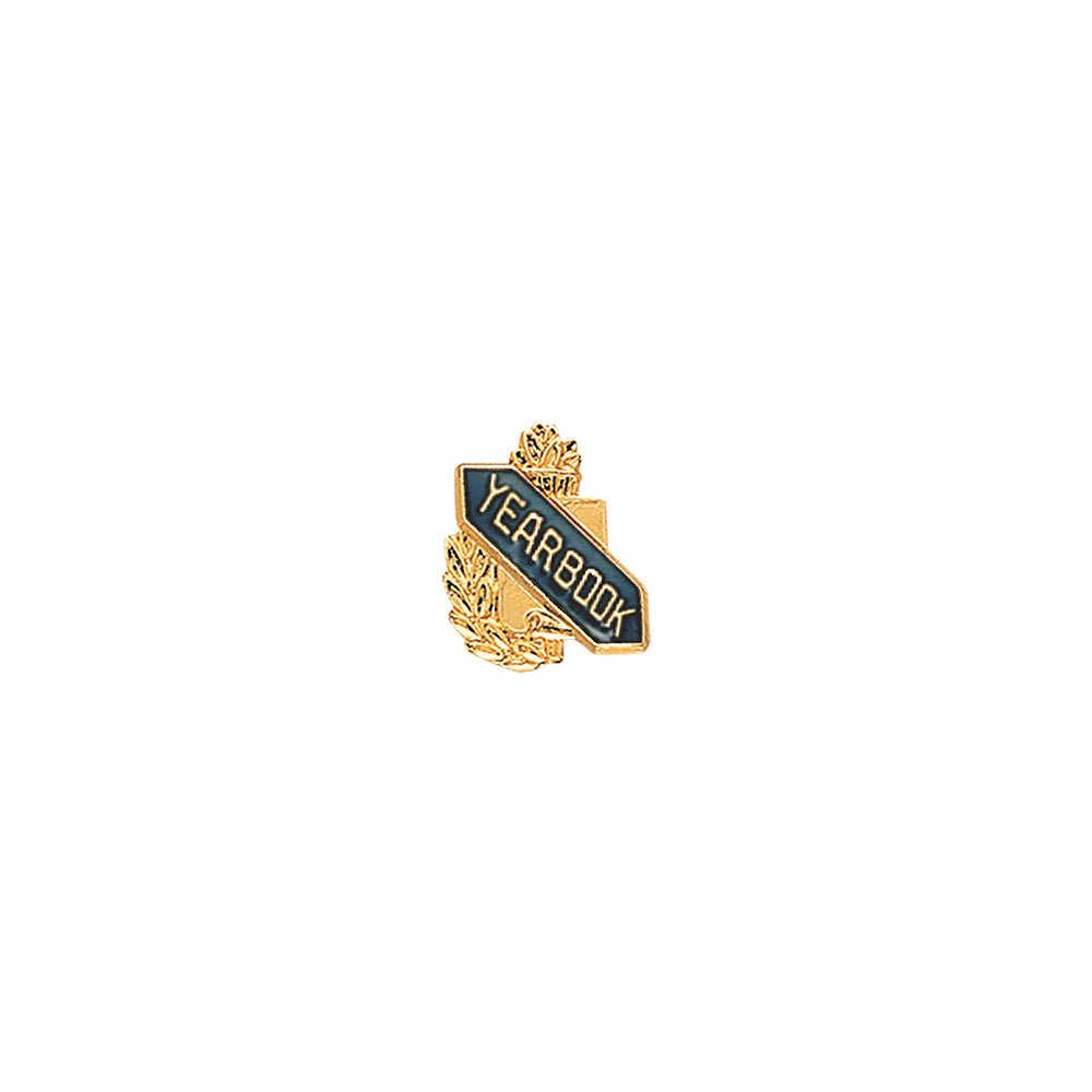 5/8 Inches Gold "Year Book" with Wreath Lapel Pin-Brooches & Lapel Pins-Lapel Pin Corner