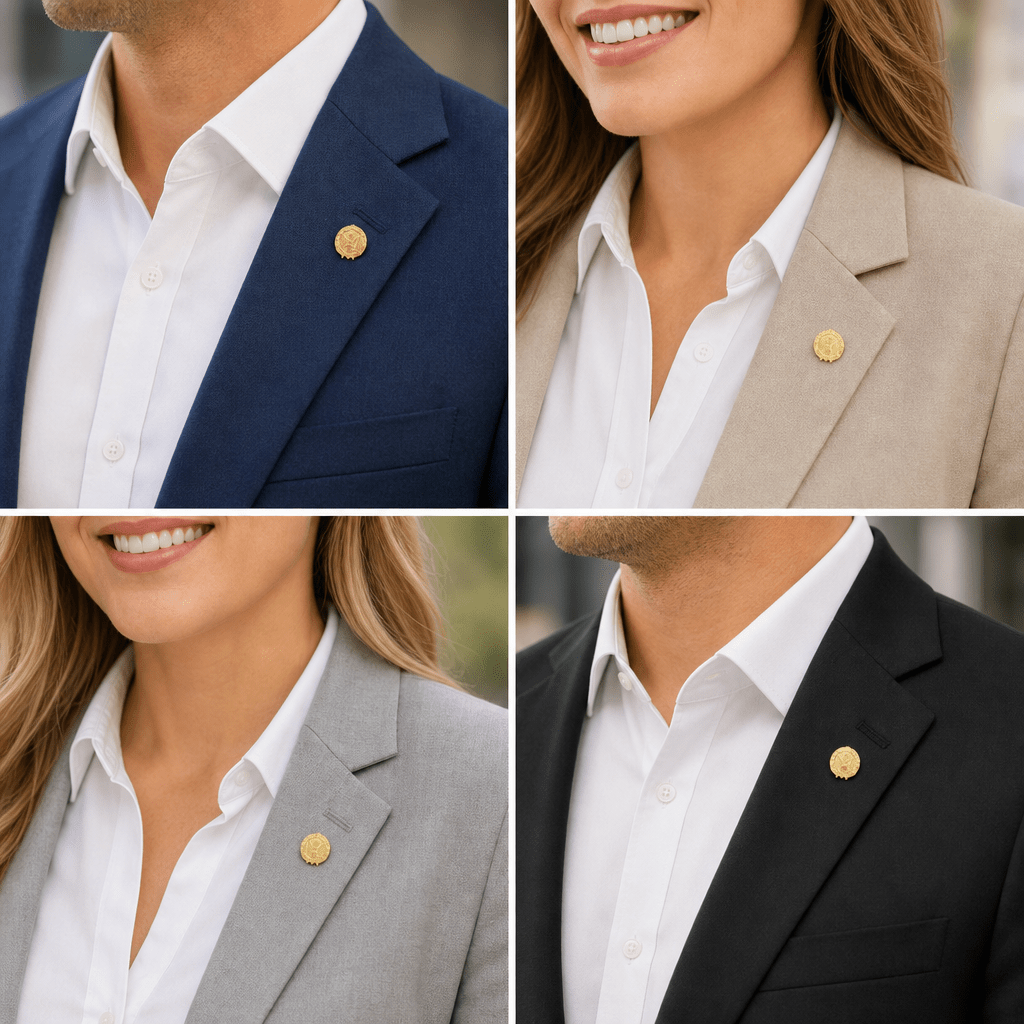 5/8 Inch 24K Gold Plated Federal Service Retirement Lapel Pin - Lapel Pin Corner