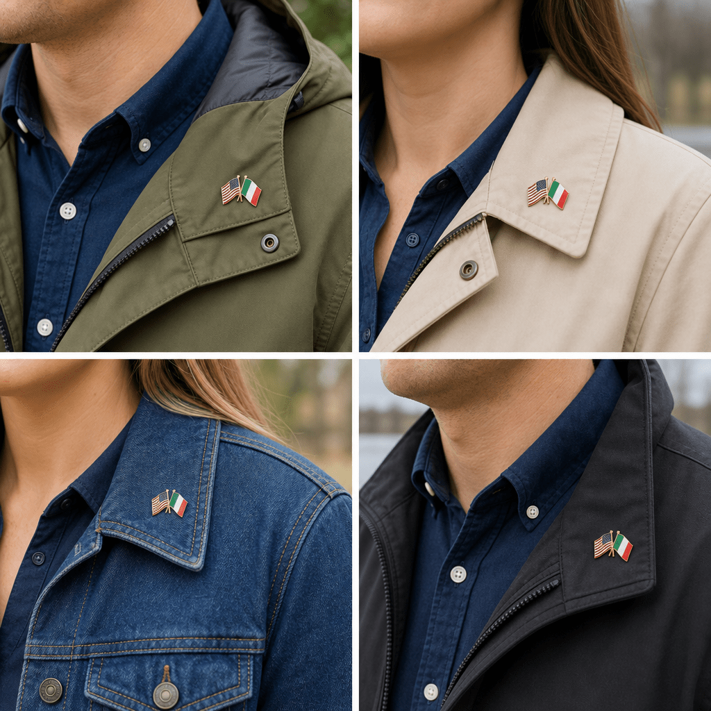 5/8 Inch American and Italian Crossed Flags Lapel Pin - Lapel Pin Corner
