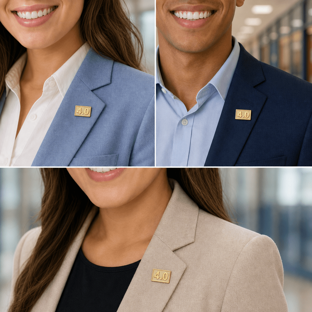 5/8 Inch Gold 4.0 Student GPA Lapel Pin - Lapel Pin Corner