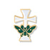 5/8 Inch Gold Enameled Butterfly on White Cross Lapel Pin - Lapel Pin Corner