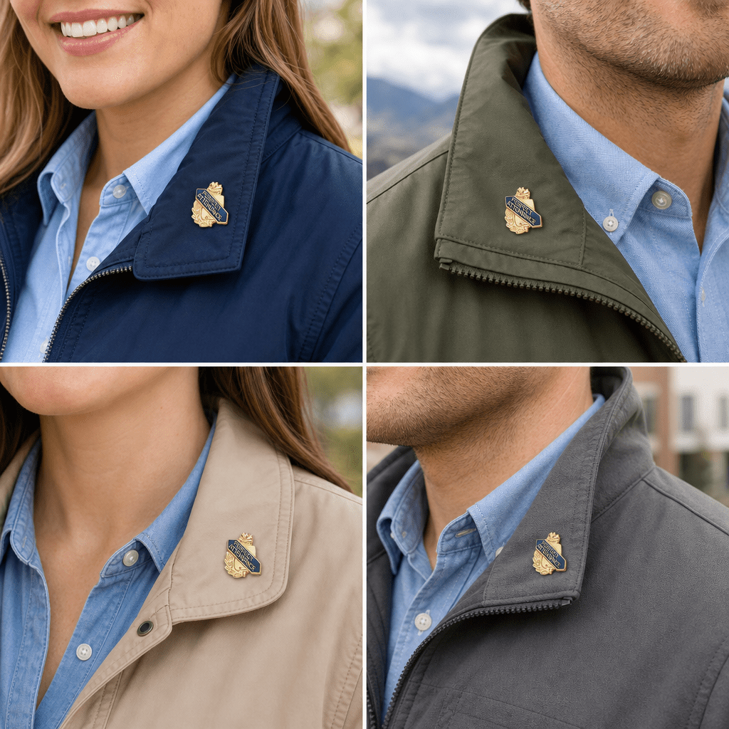 5/8 Inch Gold "Perfect Attendance" with Torch and Wreath Enameled Lapel Pin - Lapel Pin Corner