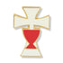 5/8 Inch White Enameled Cross with Chalice Lapel Pin - Lapel Pin Corner
