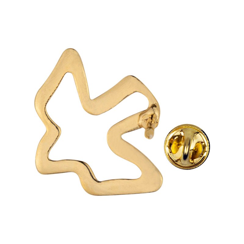 5/8 x 3/4 Inch Pierced Outline Gold Dove Lapel Pin - Lapel Pin Corner