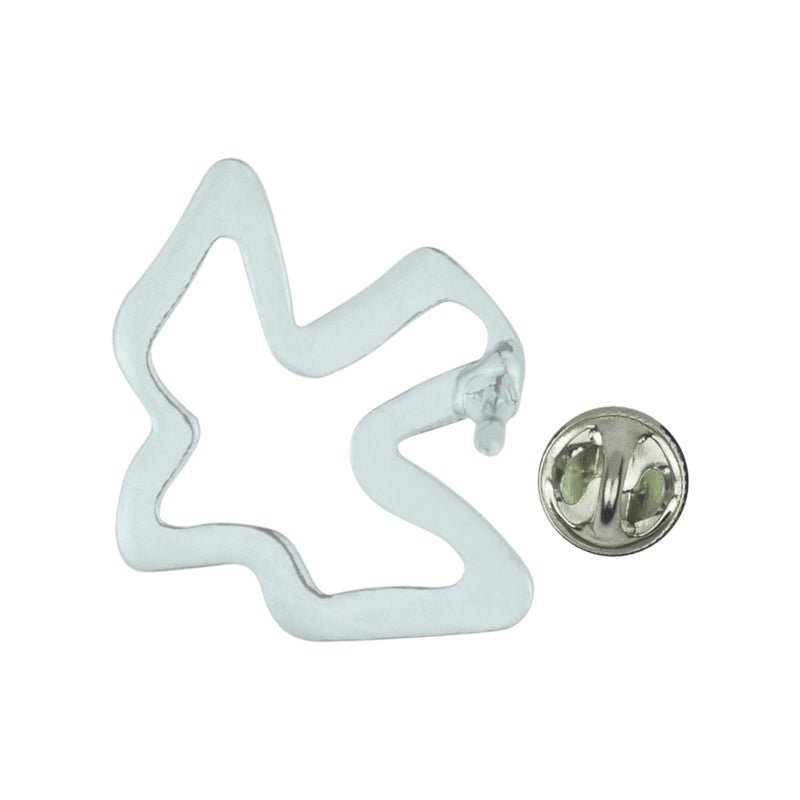 5/8 x 3/4 Inch Pierced Outline Silver Dove Pin - Lapel Pin Corner