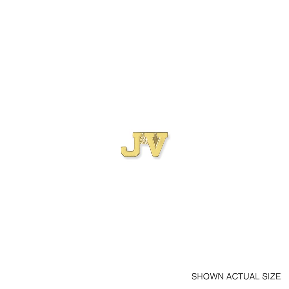 7/16 Inch Gold "JV" Sport Lapel Pin-Brooches & Lapel Pins-Lapel Pin Corner