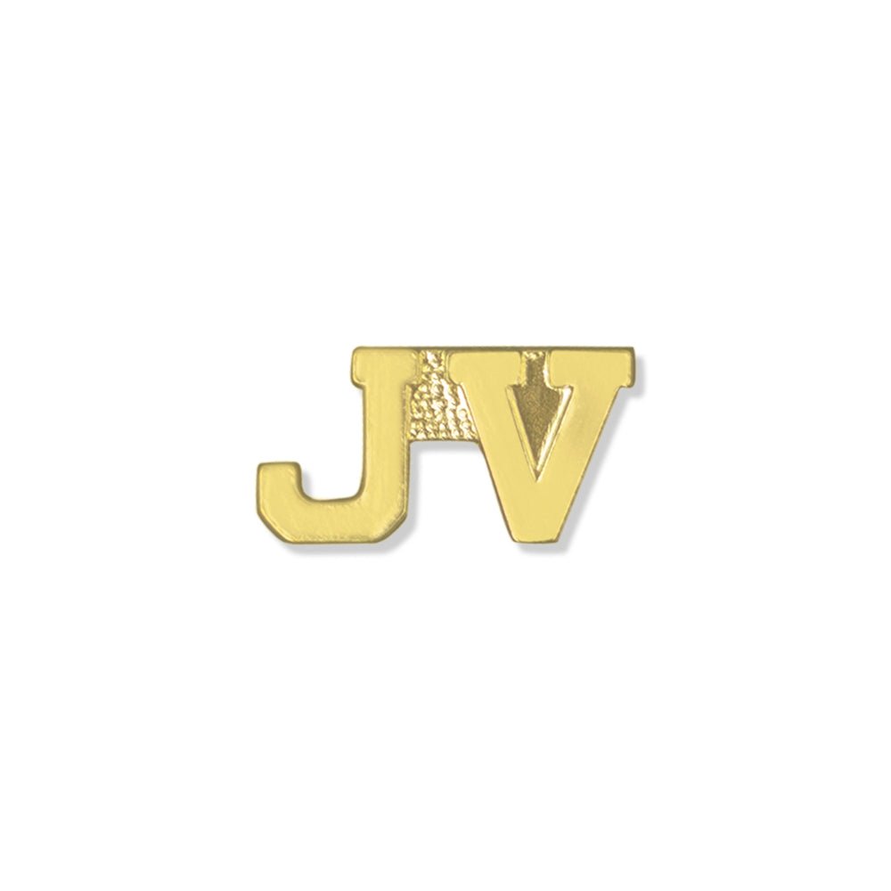 7/16 Inch Gold "JV" Sport Lapel Pin-Brooches & Lapel Pins-Lapel Pin Corner