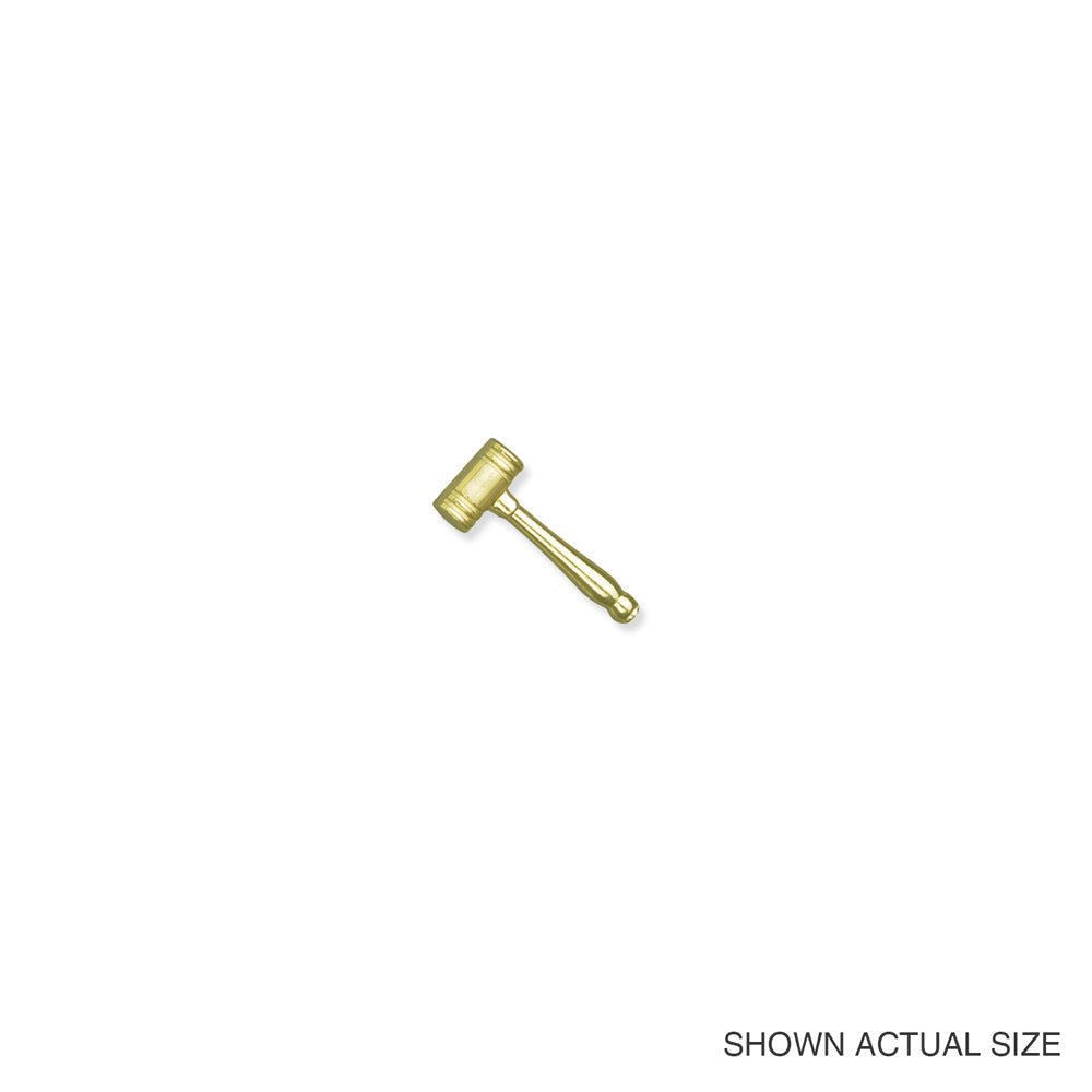 7/16 Inch Gold Judge Gavel Chenille Pin-Brooches & Lapel Pins-Lapel Pin Corner