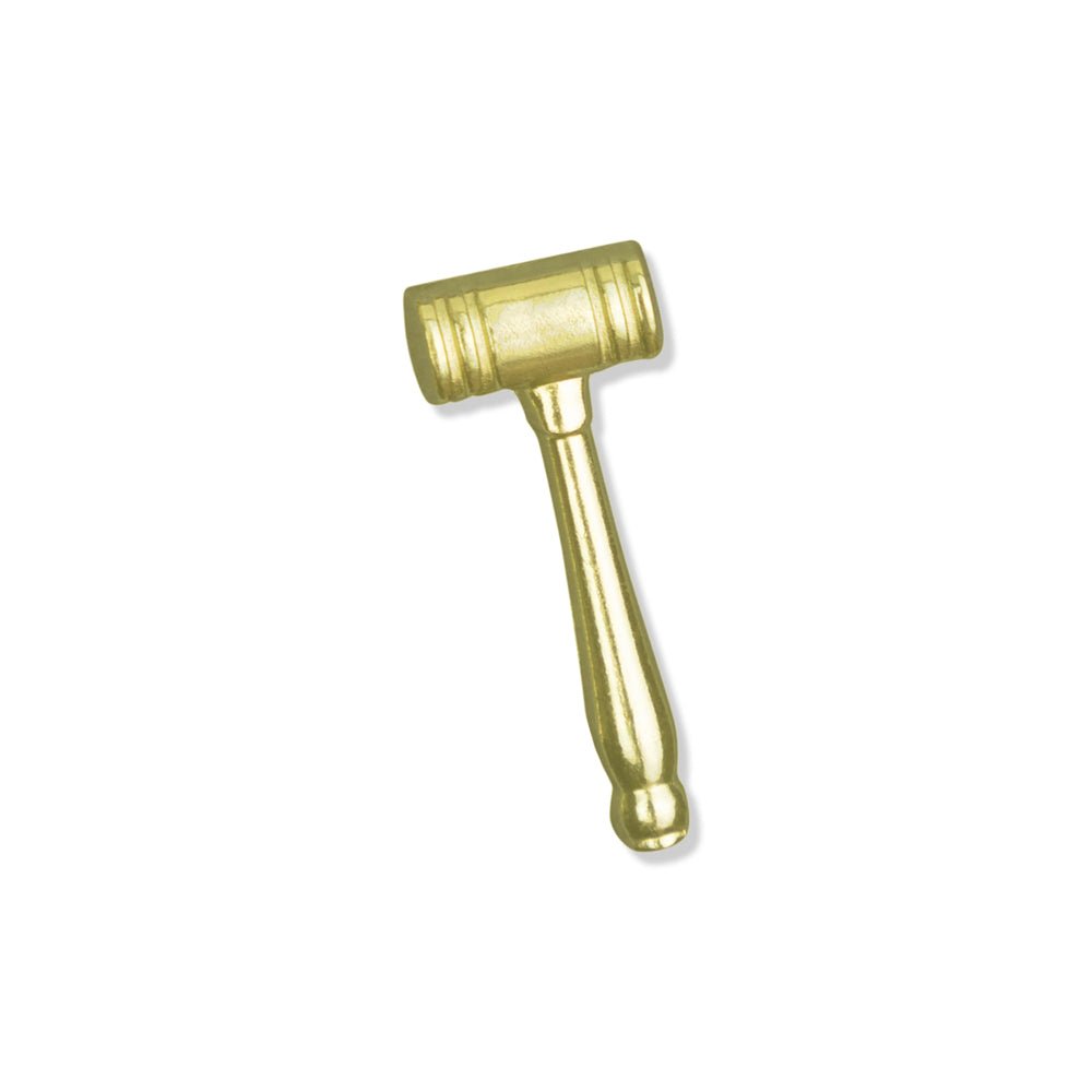 7/16 Inch Gold Judge Gavel Chenille Pin-Brooches & Lapel Pins-Lapel Pin Corner