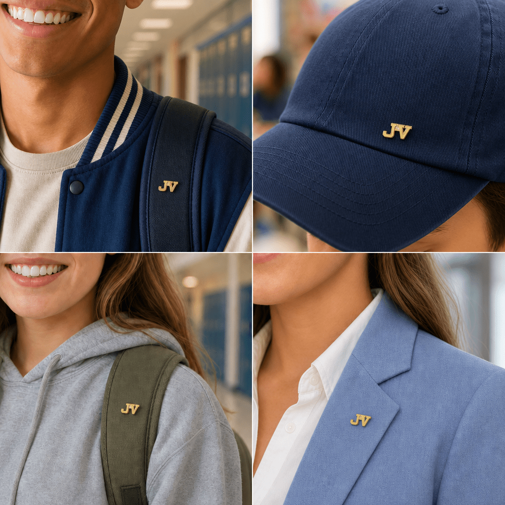7/16 Inch Gold "JV" Sport Lapel Pin - Lapel Pin Corner