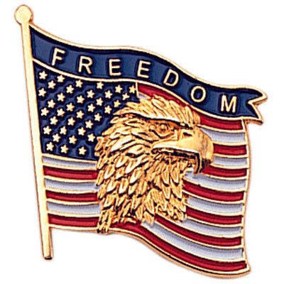 7/8 Inch American Freedom Flag Enameled Lapel Pin-Brooches & Lapel Pins-Lapel Pin Corner