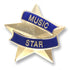 7/8 Inch Blue and Gold "Music Star" Lapel Pin-Brooches & Lapel Pins-Lapel Pin Corner