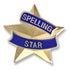 7/8 Inch Blue and Gold "Spelling Star" Lapel Pin-Brooches & Lapel Pins-Lapel Pin Corner