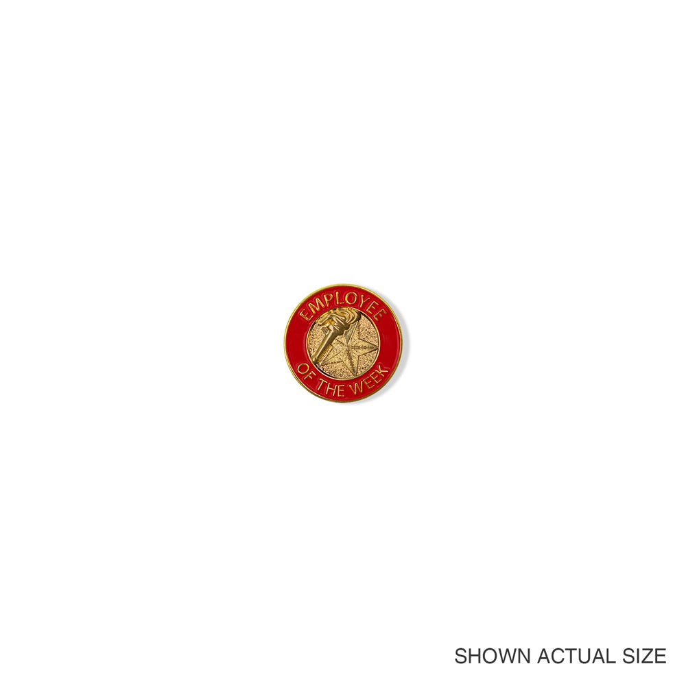 7/8 Inch Bright Gold Red "Employee of the Week" Lapel Pin-Brooches & Lapel Pins-Lapel Pin Corner