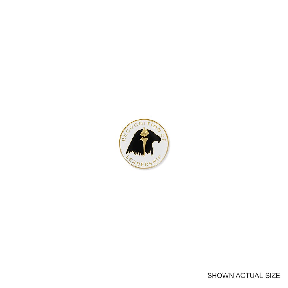 7/8 Inch Enameled "Recognition of Leadership" with Bald Eagle and Torch Lapel Pin-Brooches & Lapel Pins-Lapel Pin Corner