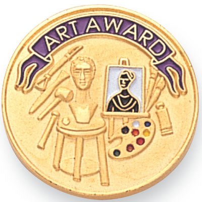 7/8 Inch Gold Art Award with Art Pallete and Canvas Enameled Lapel Pin-Brooches & Lapel Pins-Lapel Pin Corner