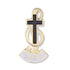 7/8 Inch Gold Enameled Music Choir and Cross Lapel Pin-Brooches & Lapel Pins-Lapel Pin Corner