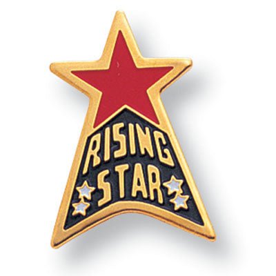 7/8 Inch Gold "Rising Star" with Star Enameled Lapel Pin-Brooches & Lapel Pins-Lapel Pin Corner