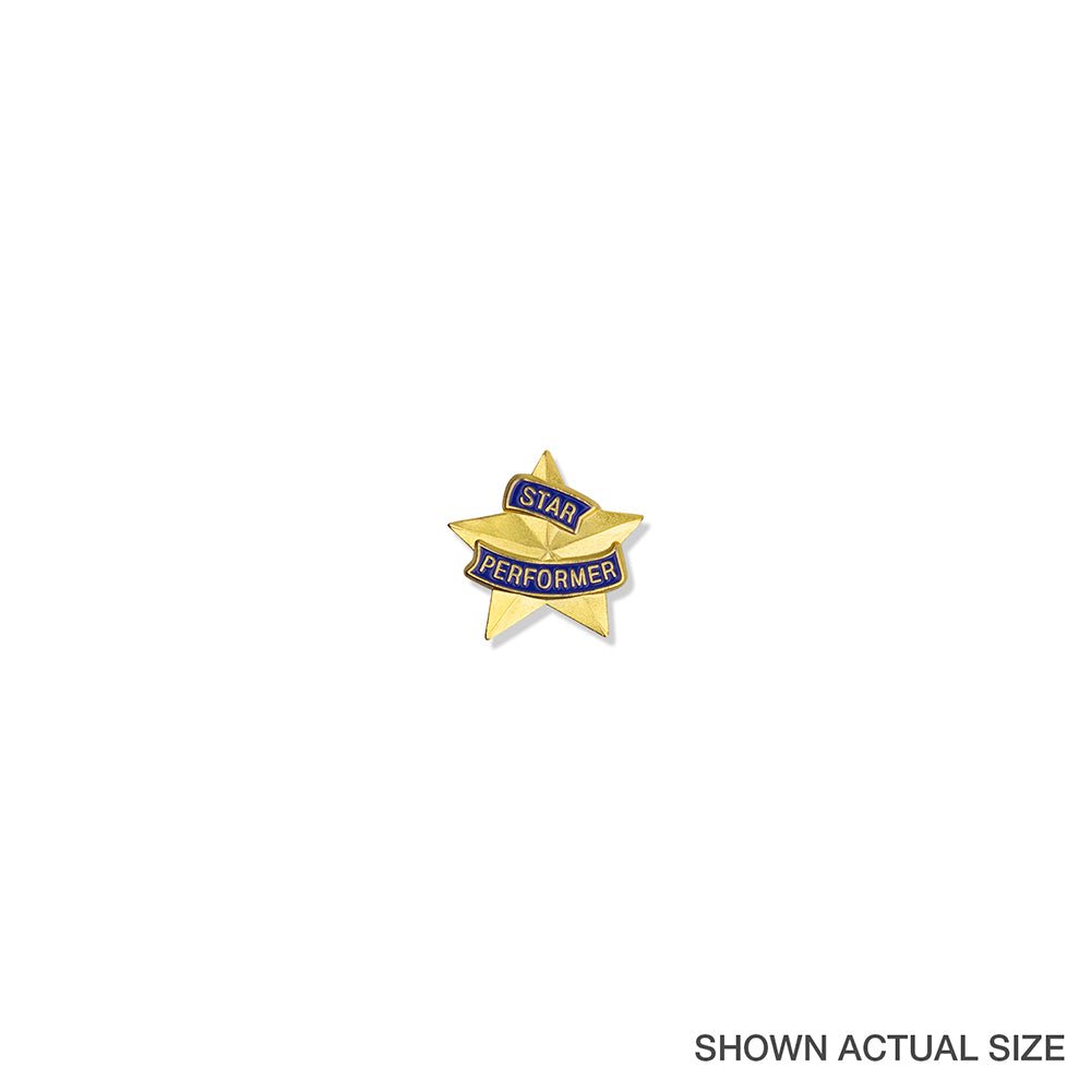 7/8 Inch Gold "Star Performer" Star Enameled Lapel Pin-Brooches & Lapel Pins-Lapel Pin Corner
