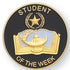 7/8 Inch Gold "Student of the Week" with Lamp of Learning, Scroll and Star Enameled Lapel Pin-Brooches & Lapel Pins-Lapel Pin Corner